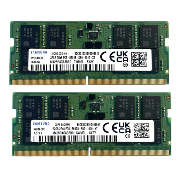 Samsung M425r4ga3bb0-Cwm 32GB DDR5 5600MHz SODIMM Laptop Memory, 262-Pin 1.1V Low Voltage High-Speed Memory Module